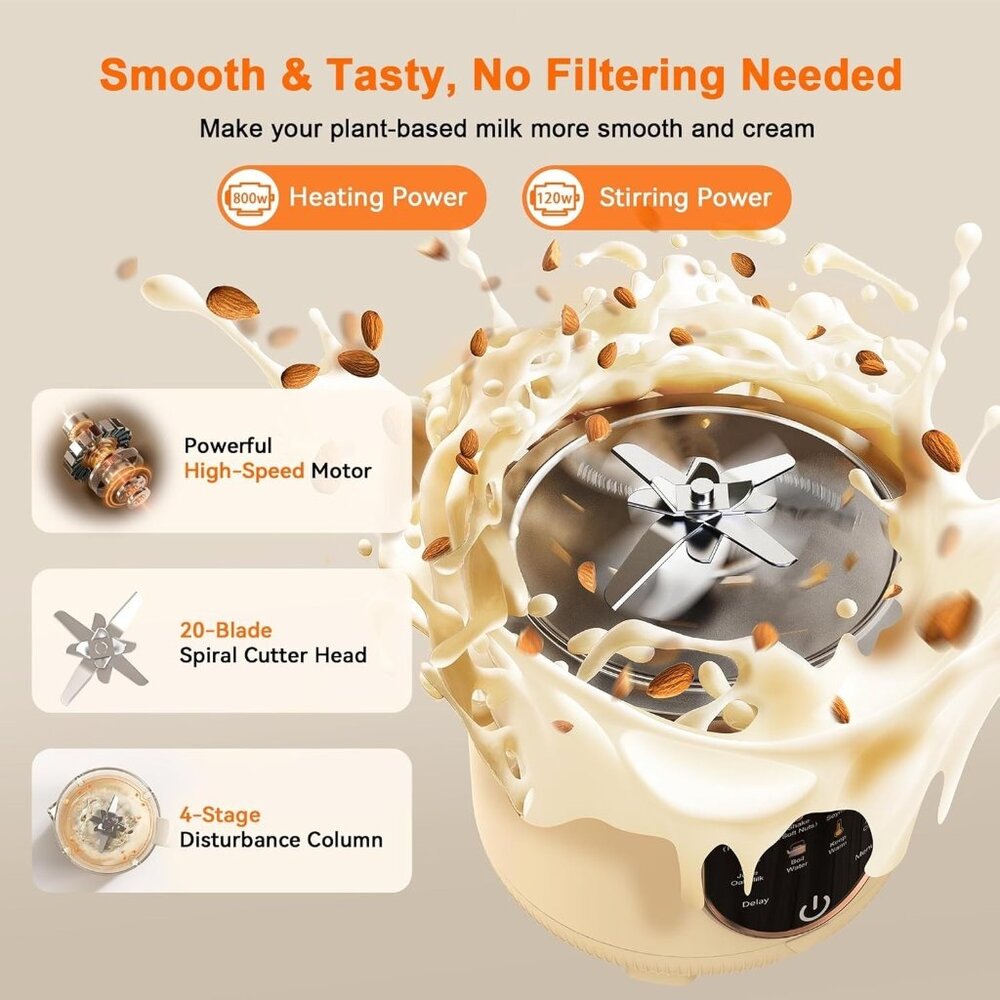 50 oz Nut Milk Maker Machine All in 1, 10 Function Automatic Soy Milk Maker - Picture 9 of 11